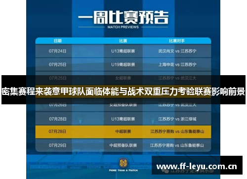 密集赛程来袭意甲球队面临体能与战术双重压力考验联赛影响前景
